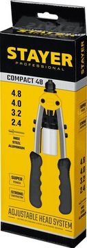 STAYER Compact-48, 2.4 - 4.8 мм, 240 мм, компактный двуручный заклепочник, Professional (3116)