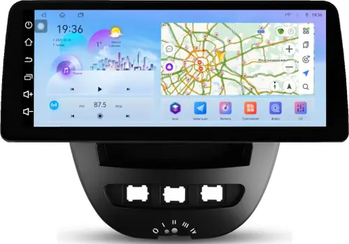 Магнитола для Citroen C1, Peugeot 107, Toyota Aygo - FarCar S500+TS10 монитор 12.3" 2K QLED на Android 14, Быстрая, CarPlay, 4G SIM-слот