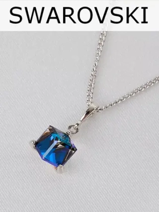 Кулон-кубик Миражи с синим кристаллом Swarovski