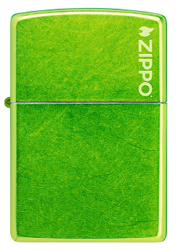 Зажигалка ZIPPO Logo с покрытием Lurid, латунь/сталь, зеленая, глянцевая, 38x13x57 мм, шт