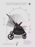 Коляска детская для близнецов "Twinny" RA151 Soft grey