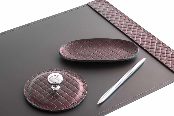 Набор офисный из кожи FG Brown treccia/черный 8 предметов