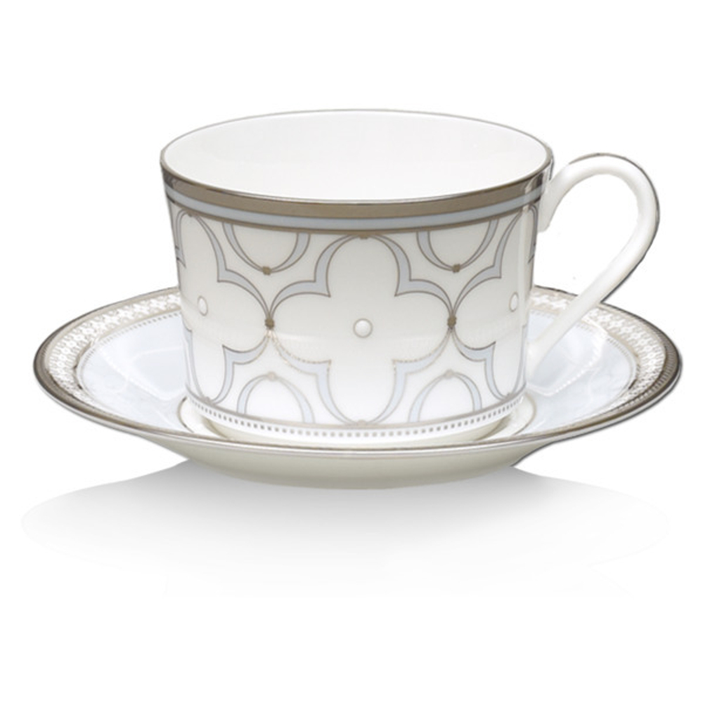 Чайная пара 250мл Noritake Трефолио с платиновым кантом