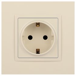 Розетка ЭРА Elegance 14-2102-02 с заземлением 2P+E Schuko со шторками 16A-250В IP20 слоновая кость | Эра Elegance