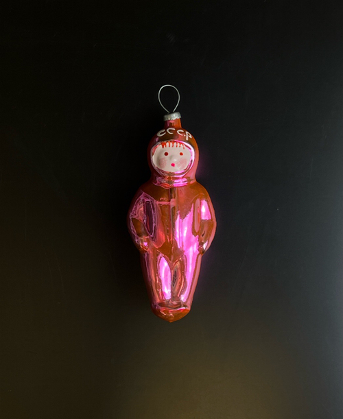 Ёлочная игрушка Космонавт СССР подвесная, стекло, ручная роспись, винтаж СССР 1950-1980 гг