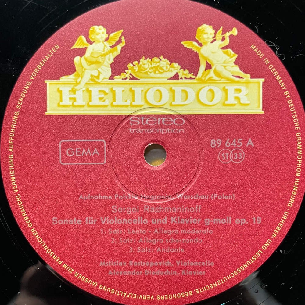 Рахманинов – Соната для виолончели и фортепиано / Этюды (Германия 1967г.)