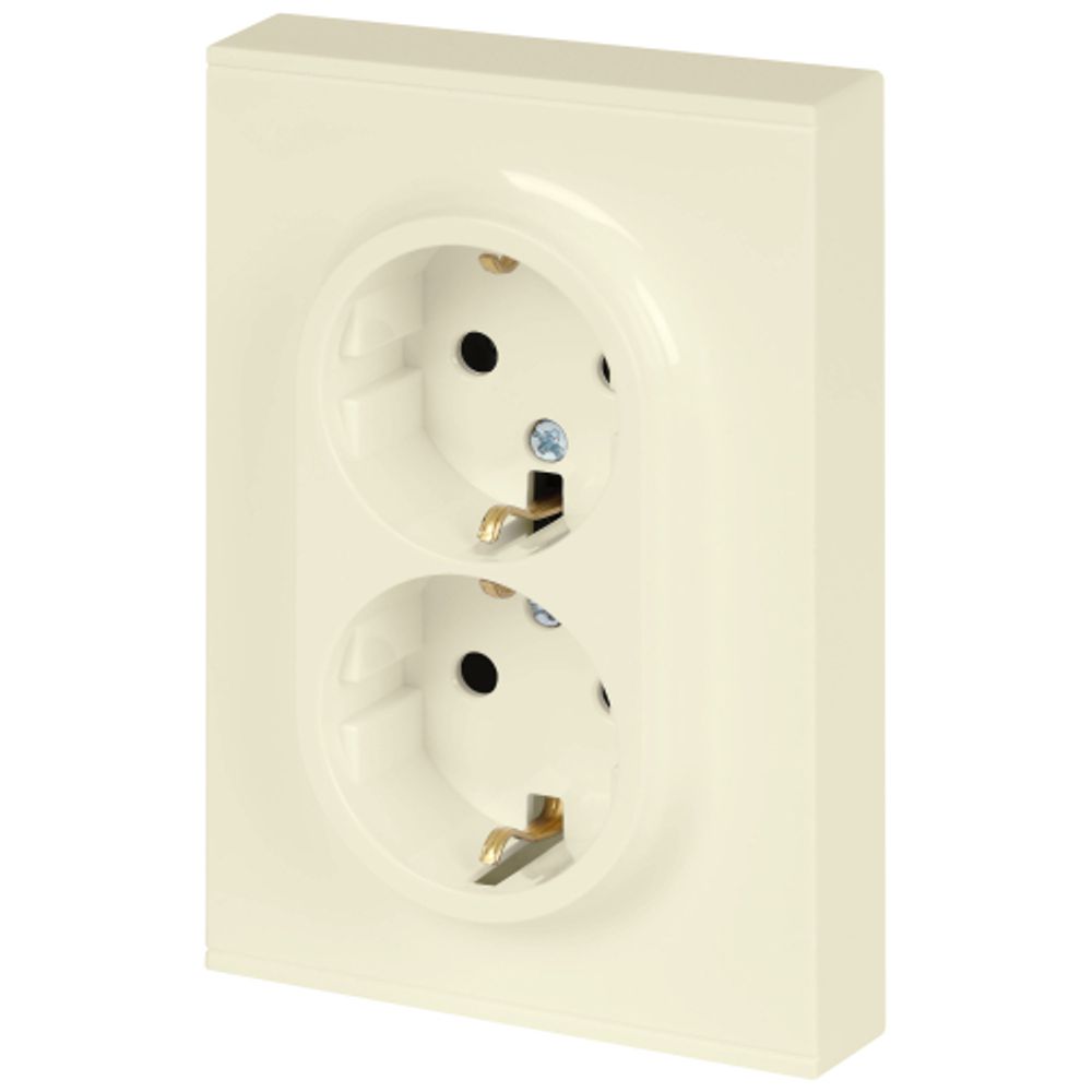 Розетка ЭРА Arktik 16-2105-02 двойная с заземлением 2X2P+E Schuko со шторками 16А-250В слоновая кость | Эра Arktik