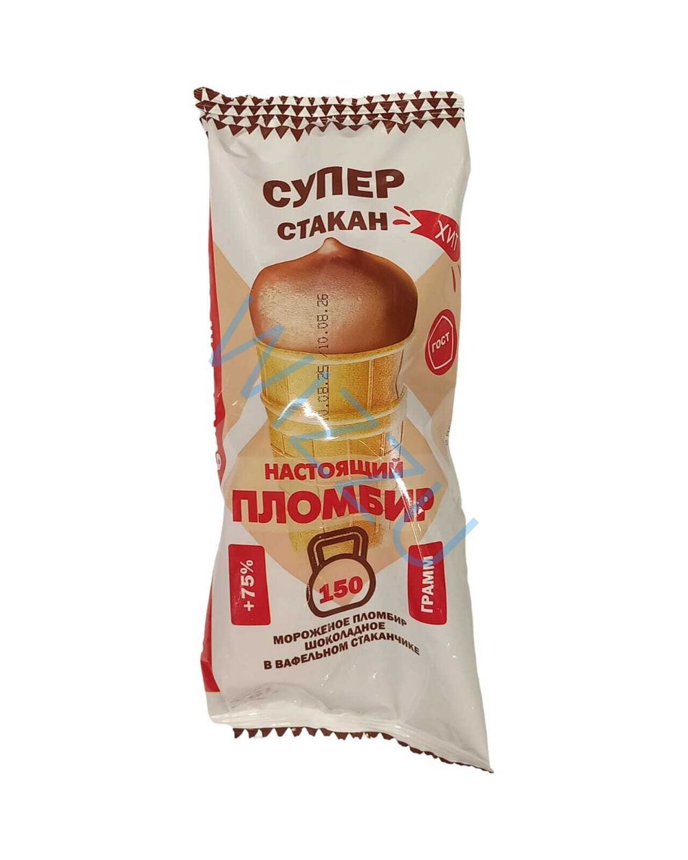 Мороженое Пломбир ШОКОЛАДНЫЙ (15%) в ваф.стакане в упаковке 150гр 24шт