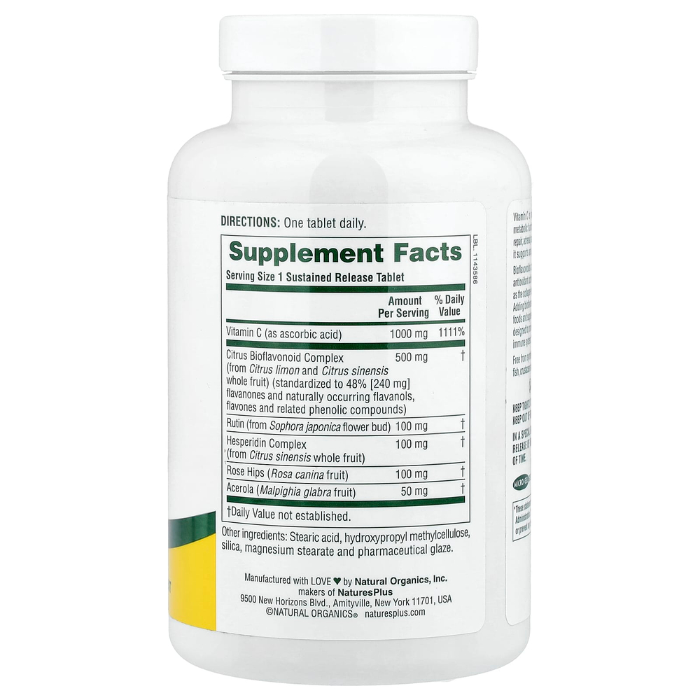 NaturesPlus, Super C Complex, комплекс с длительным высвобождением, 180 таблеток