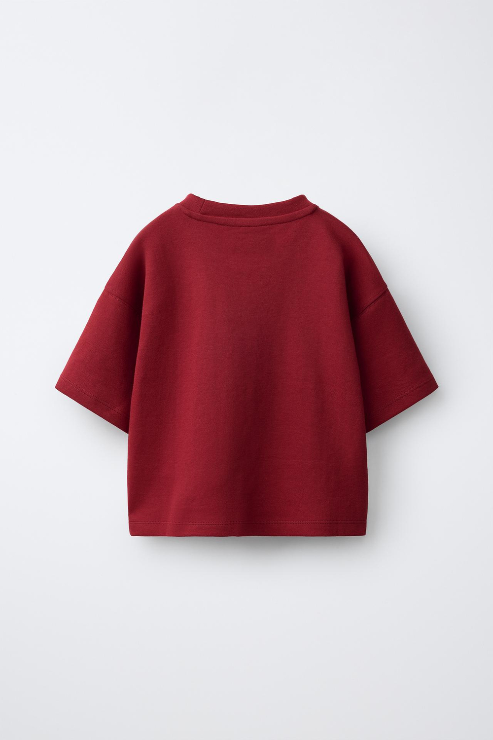 ZARA ОДНОТОННАЯ ФУТБОЛКА ИНТЕРЛОК, КРАСНЫЙ