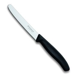 Нож кухонный Victorinox Swiss Classic 110мм серрейторная заточка черный (6.7833)