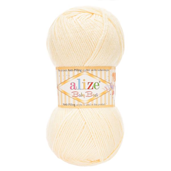 Пряжа Alize (Ализе) Baby Best / уп.5 мот. по 100 г, 240м, 001 молочный A