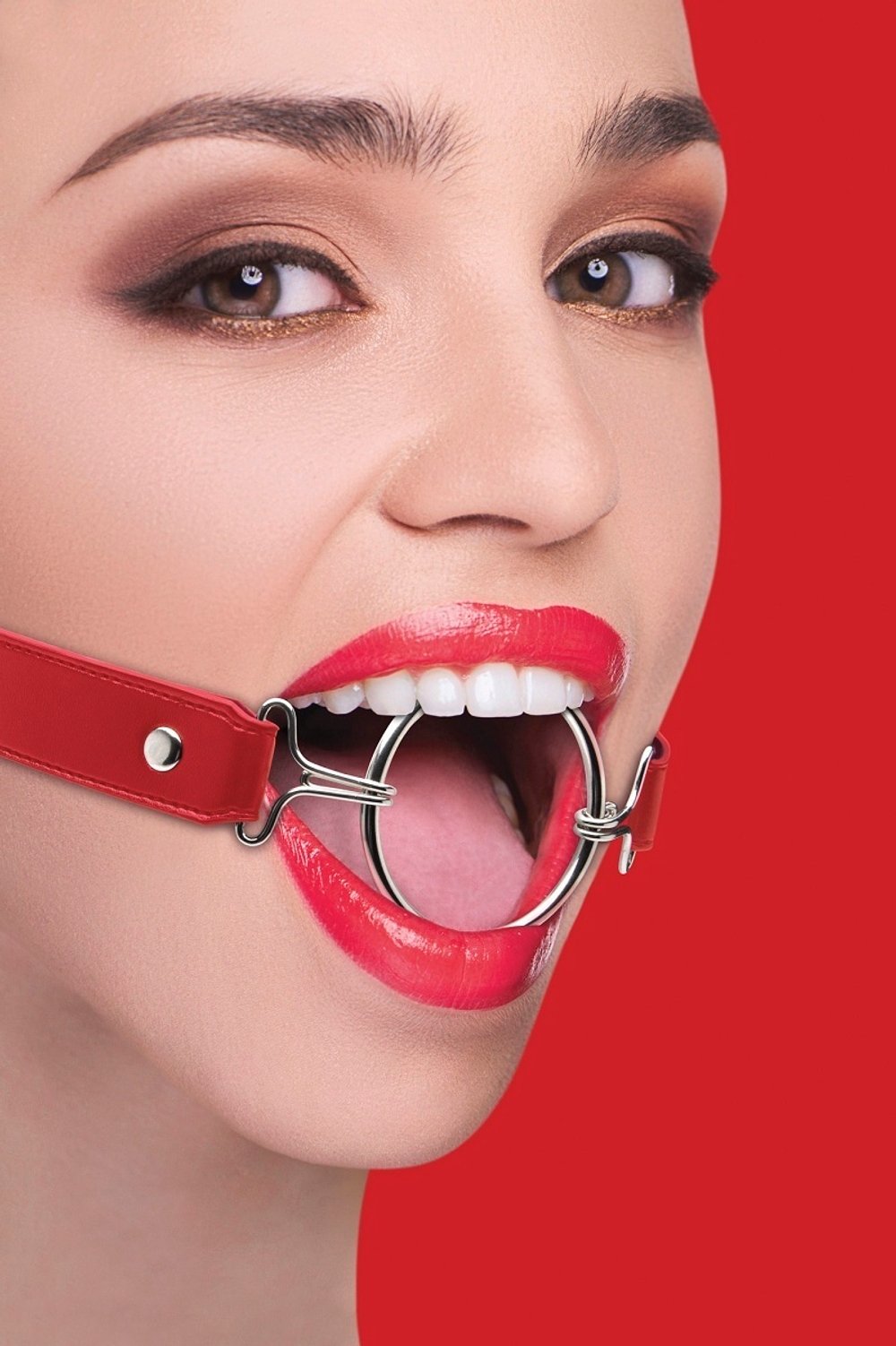 Расширяющий кляп Ring Gag XL с красными ремешками (Цвет: красный)
