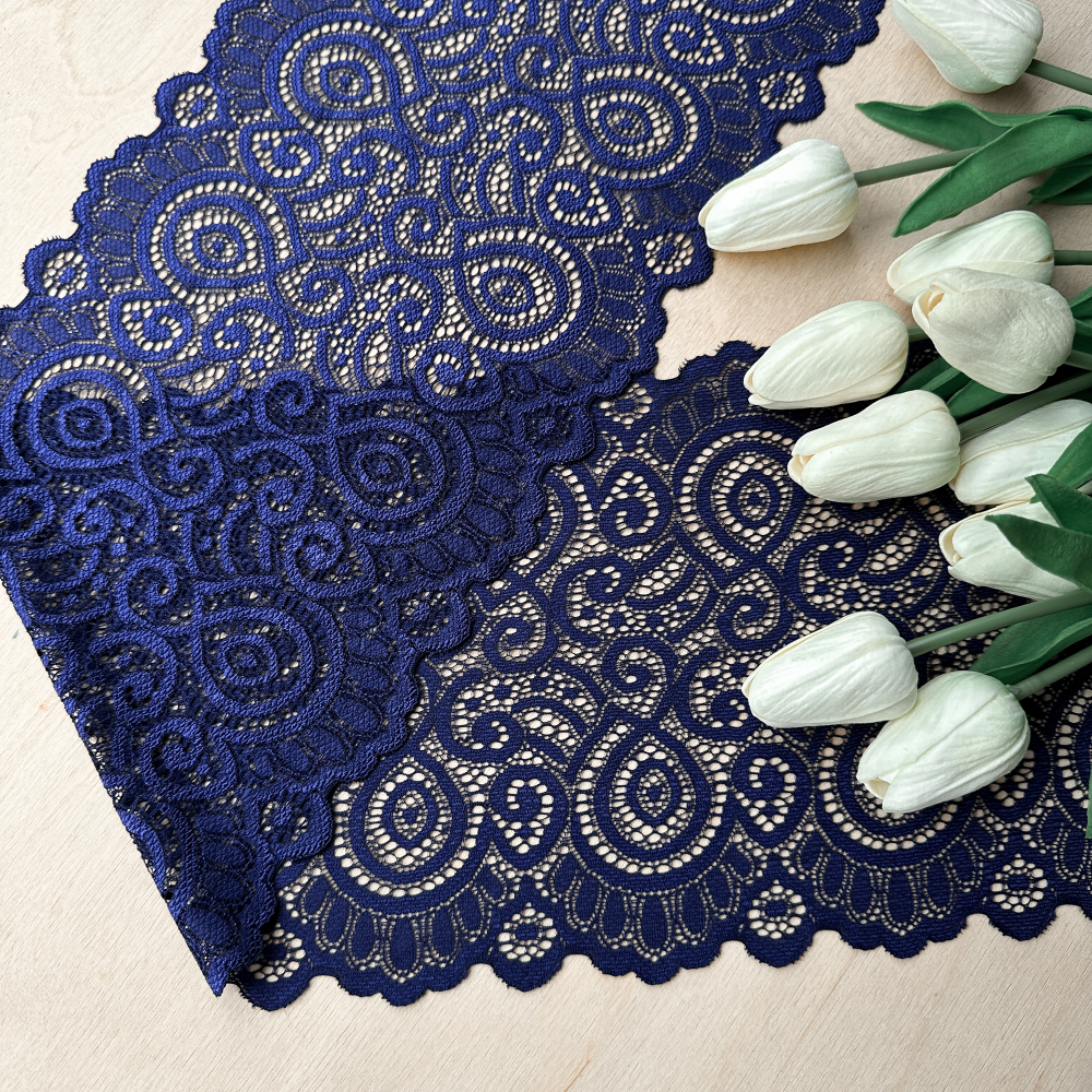 Широкое кружево эластичное 18см, Синий (lace/magn/180)