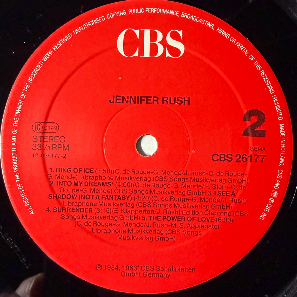 Jennifer Rush ‎– Jennifer Rush (Голландия 1984г.)