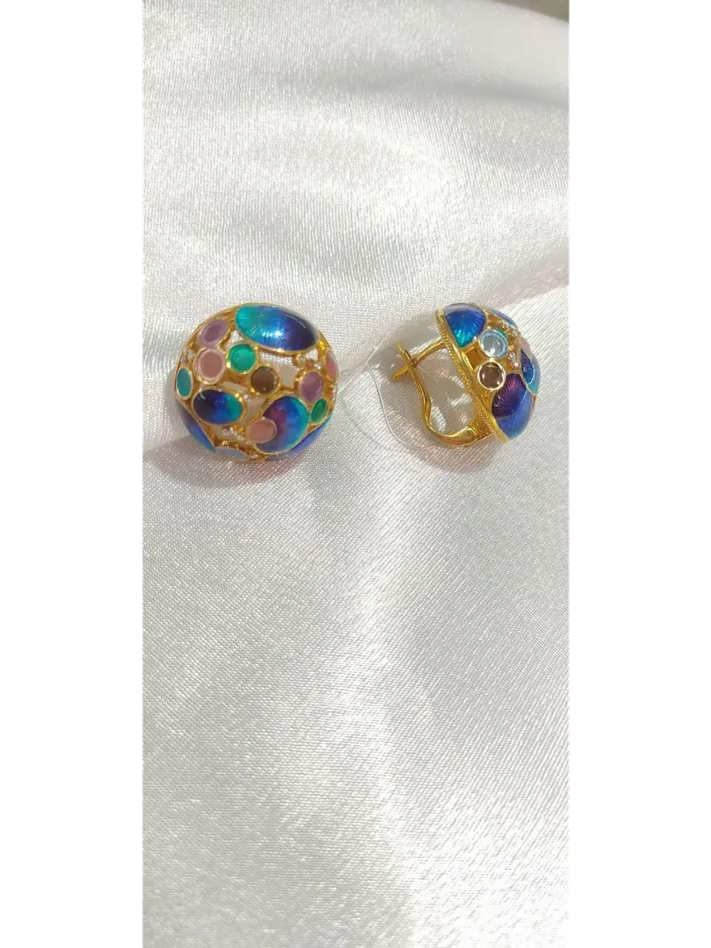 Ювелирные серьги серебро 925 эмаль
