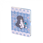 Записная книжка 12,5 см * 17,5 см , 7БЦ, Alingar, ламинация (soft touch), клапан на магн со стразой, 95л., комб. внутр. блок, "Котик с персиками"
