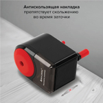 Точилка механическая BRAUBERG «ULTRA», для чернографитных и цветных карандашей, крепление к столу, корпус черный с красным.