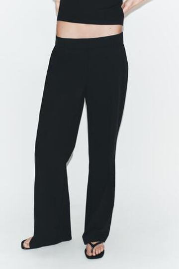 ZARA БРЮКИ ПРЯМОГО КРОЯ С НИЗКОЙ ПОСАДКОЙ, ЧЕРНЫЙ
