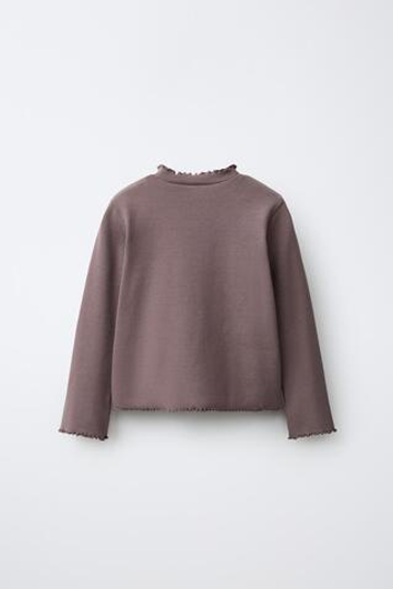 ZARA ФУТБОЛКА В РУБЧИК С ВЫШИВКОЙ, БАКЛАЖАННЫЙ