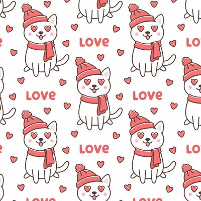 Влюбленные коты в милом kawaii стиле