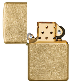 Зажигалка Zippo Classic с покрытием Tumbled Brass, латунь/сталь, золотистая, матовая, 38x13x57 мм
