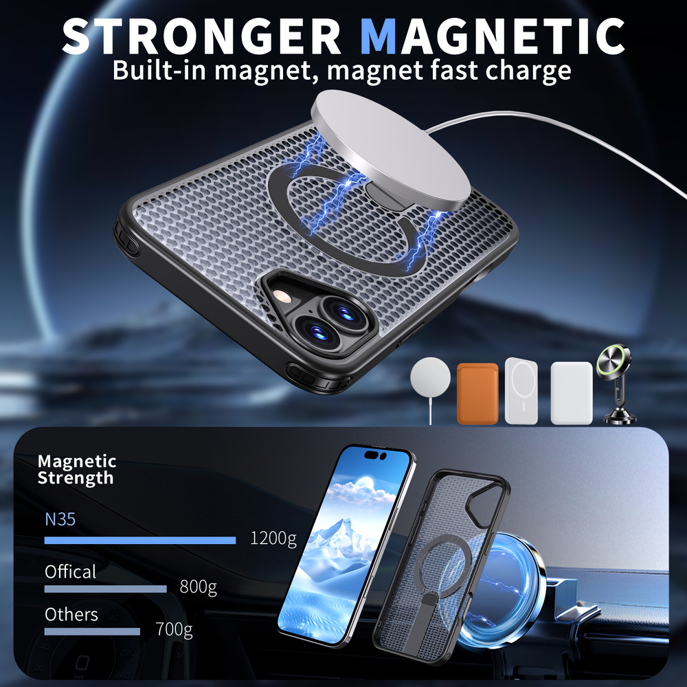 Прозрачный чехол Mesh Pro Magnetic Case для iPhone 16 Plus