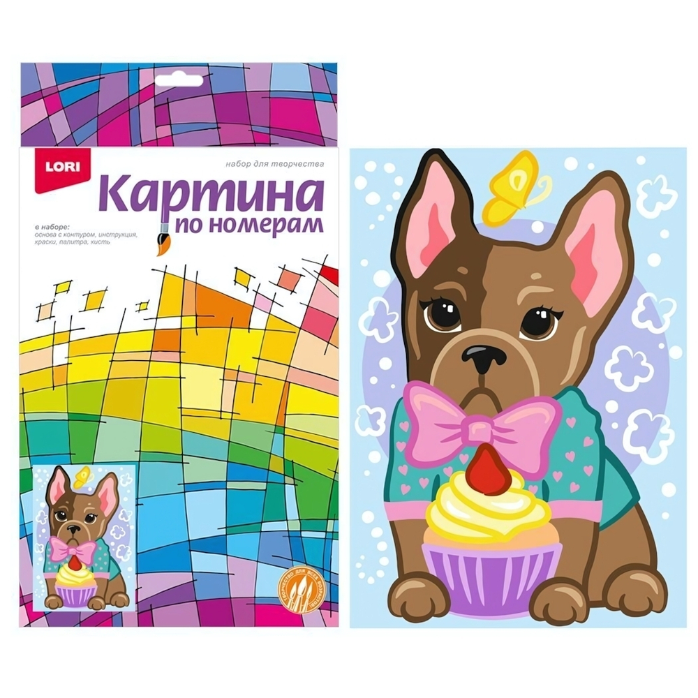 Картина по номерам 20*30см "Модный щеночек" (Lori)