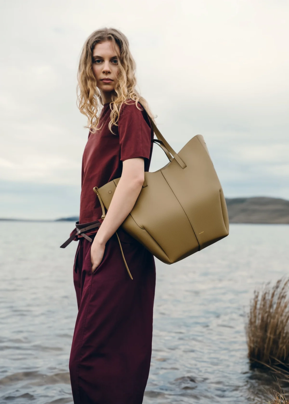 POLENE СУМКА CYME TOTE, ОЛИВКОВЫЙ