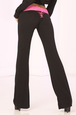 Клубные брючки с кружевным поясом и декоративной шнуровкой LACE TRIM LOUNGE PANTS (Размер: S) (Цвет: черный с розовым)