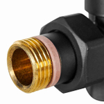 Клапан балансировочный угловой STOUT Design - 1/2" (ВР/НР-американка, PN10, Tmax 120°C, EPTF уплотнение, цвет черный)