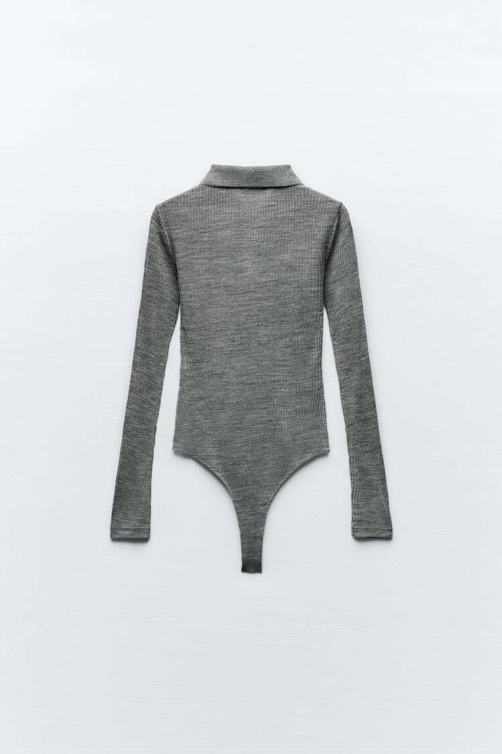 ZARA БОДИ DELICATE С ВОРОТНИКОМ ПОЛО, СЕРЫЙ С МЕЛАНЖЕВЫМ ЭФФЕКТОМ