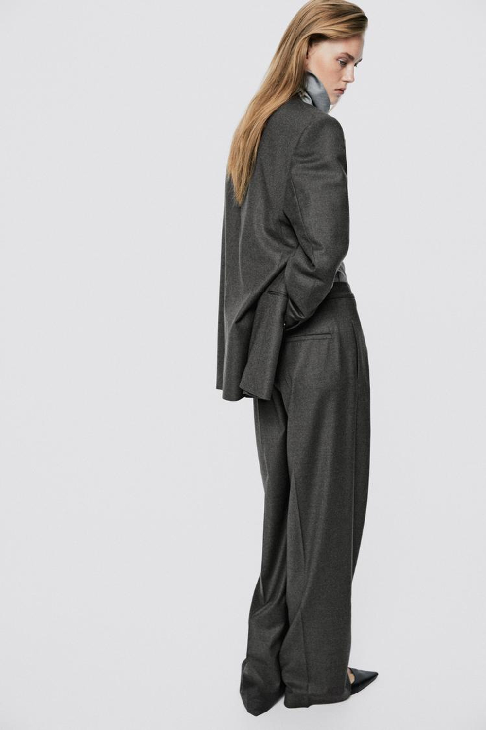Massimo Dutti Костюмные фланелевые брюки - Limited Edition, темно-серый