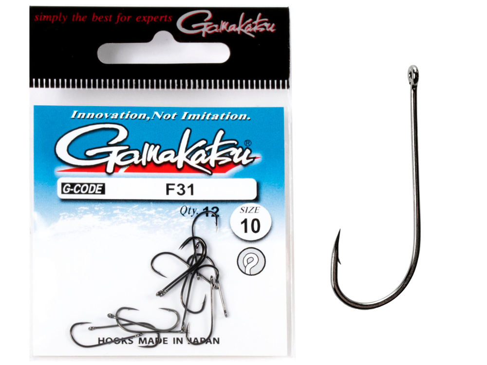 Крючки Gamakatsu F31 NEW LABEL HOOKS BLACK разм. 10 12шт.