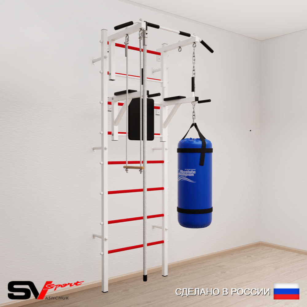 Шведская стенка Sv Sport 5761 (Турник стандарт/Брусья/Канат/Трапеция/Цепь/Мешок 15кг)