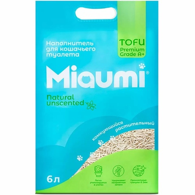 Наполнитель Miaumi комкующийся Тофу натуральный для кошек 6 л
