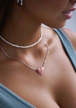 Колье-сердце Фолио, розовая позолота / Folio pink