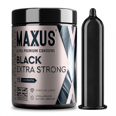 Презервативы MAXUS Extra Strong, утолщенные, черные, 15 шт