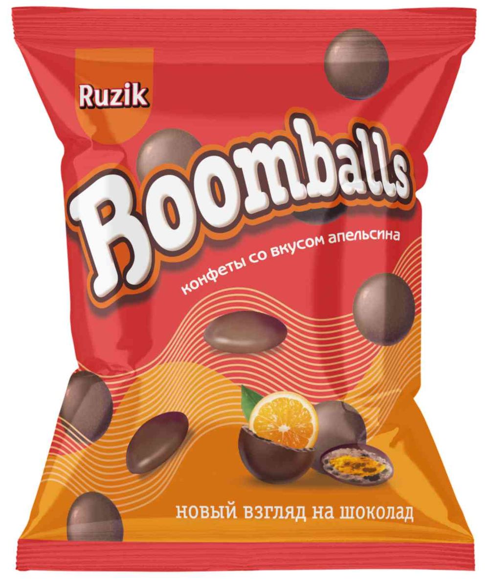 Конфеты "Roomballs" глаз. с хруст шар. молоч. крем нач. со вк. апельсина