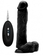 Чёрный вибратор-реалистик Vibrating Realistic Cock 9 With Scrotum - 23,5 см. (Цвет: черный)