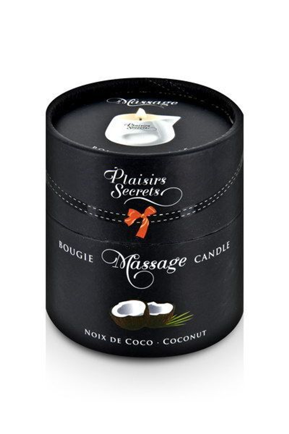 Массажная свеча с ароматом кокоса Bougie de Massage Gourmande Coco - 80 мл. (Цвет: белый)