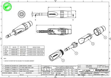 Amphenol JS3P - 1/4” (6.35мм) Phone стерео штекер JUMBO, колпачок из термопластика, цвет - никель