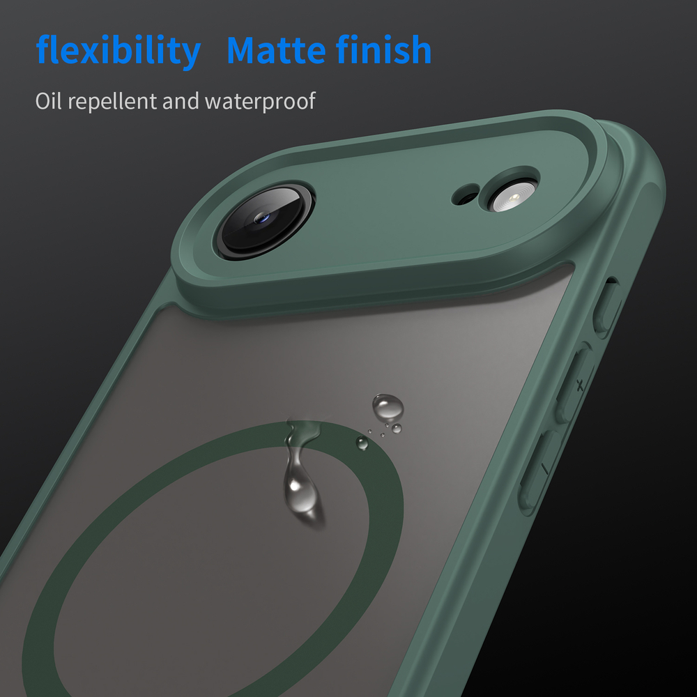 Полупрозрачный матовый чехол с MagSafe для iPhone Air, боковые рамки зеленого цвета