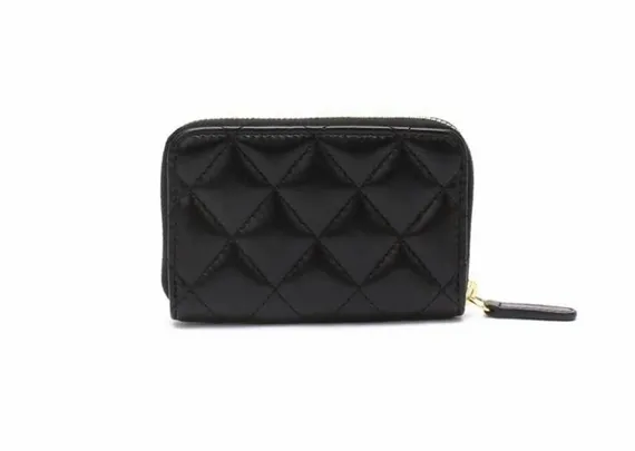 Кошелек для карт и монет женский Chanel на молнии черный