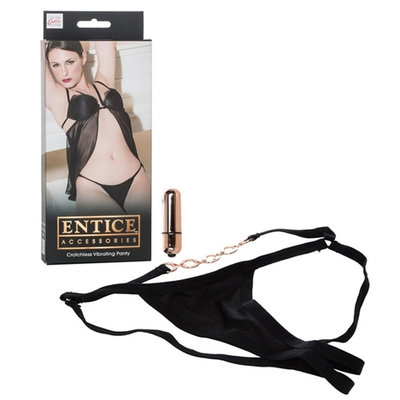 Трусики с вибрацией Crotchless Panty (Размер: S-M-L) (Цвет: черный)
