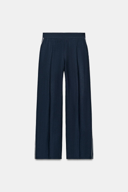 ZARA БРЮКИ С КОНТРАСТНЫМ КАНТОМ, МОРСКОЙ СИНИЙ