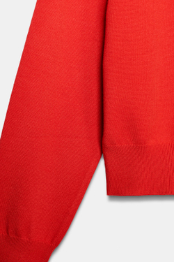 ZARA ТРИКОТАЖНЫЙ ПОЛО С ПОДПЛЕЧНИКАМИ, КРАСНО-ОРАНЖЕВЫЙ