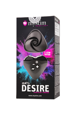Вибратор Mystim Heart s Desire с электростимуляцией, силикон, черный, 6,7 см