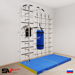 Шведская стенка Sv Sport усиленная 67560 (Турник стандарт/Брусья/Канат/Лестница/Цепь/Мешок 22кг/Мат 2м/Канатный лаз)