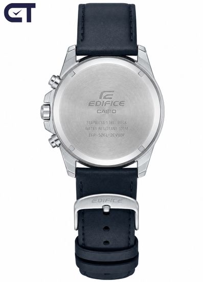 CASIO EFR-526L-2CVUDF EDIFICE мужские наручные часы — кожаный хронограф с синим циферблатом